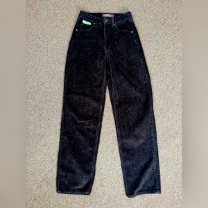 Empyre Pants Women 2 Black ‘Tori’ Corduroy Relax Loose Baggy Skate Straight Leg